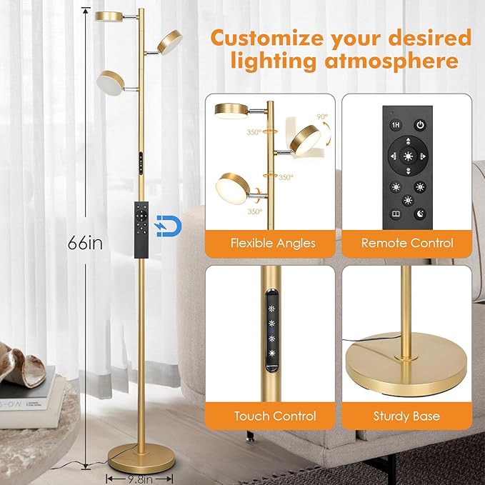 Gold Floor Lamp for Living Room - Image 3