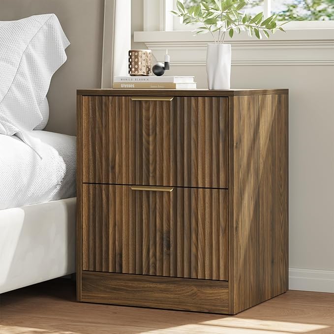 9 Drawer Dresser & Nightstand Set 3-Piece, 63” Wide Walnut Bedroom Dresser and - Image 7