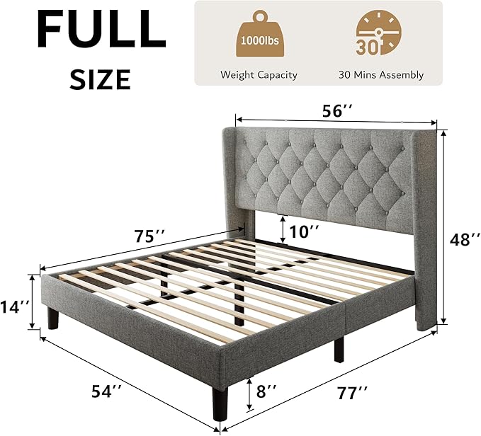 iPormis Full Size Platform Bed Frame - Image 2