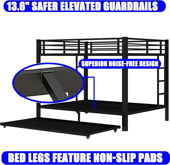Upgraded Version Thicken Metal Queen Over Queen Bunk Bed - Image 4