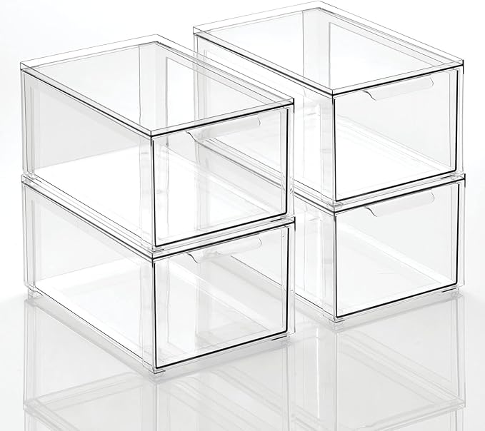 mDesign Plastic Stackable Closet Storage Organizer Bins - Image 10