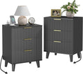 Lulive Wood Nightstand Set of 2 Fluted Dresser by Lulive