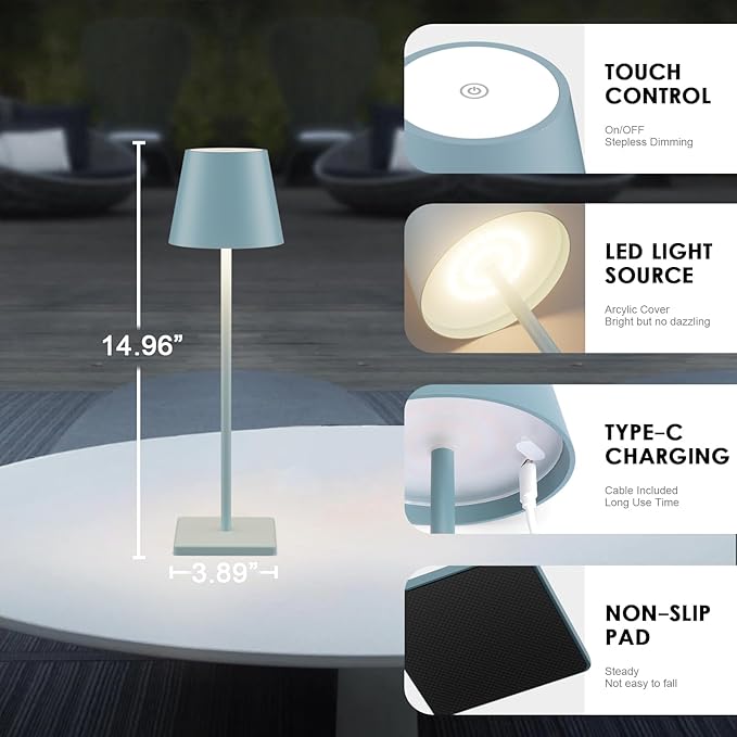2 Packs Rechargeable LED Table Lamp, Outdoor Cordless Table Lamp Waterproof - Image 7