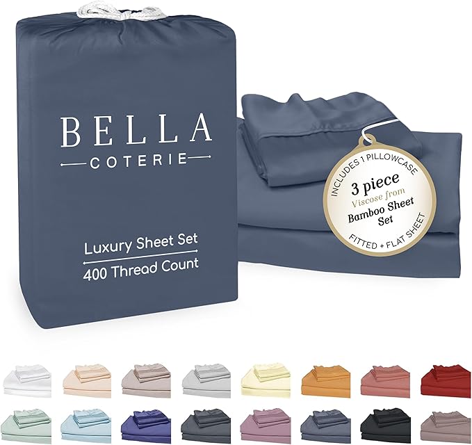 Bella Coterie Luxury Bamboo Viscose Twin Size Sheet Set | 100% Organically by BC