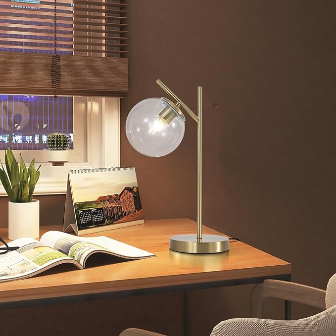 Mid Century Modern Table Lamp, Contemporary Metal Brass Bedside Lamps - Image 8