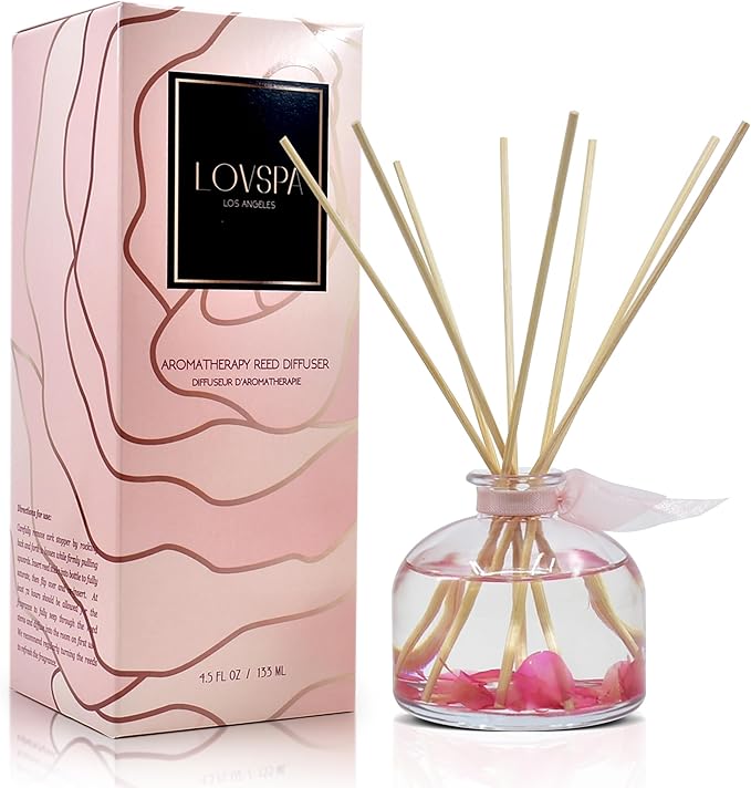LOVSPA Reed Diffuser Set, Moroccan Rose Scented Oil Diffuser by LOVSPA