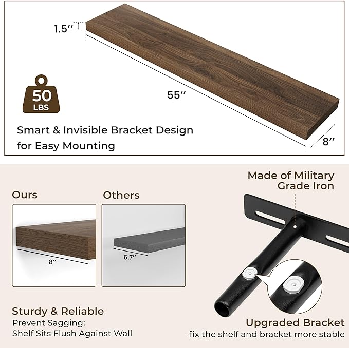 RICHFOCUS 55Inch Floating Shelves - Image 3