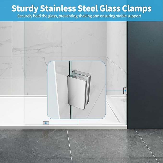 Shower Glass Panel, Frameless Walk in Shower Door - Image 3