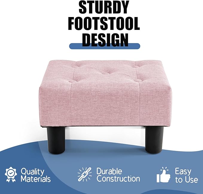 BRIAN & DANY Small Foot Stool, Linen Foot Stools - Image 4