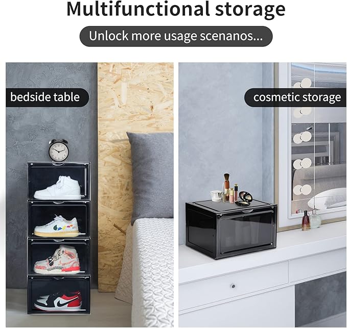 XL clear shoe storage boxes stackable, 8 Pack Large Shoe Boxes Clear Plastic - Image 4