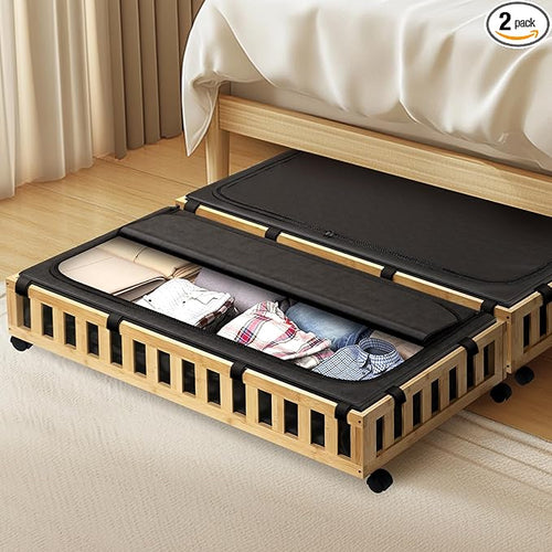 2 Pack Bamboo Under Bed Storage by GASHELL