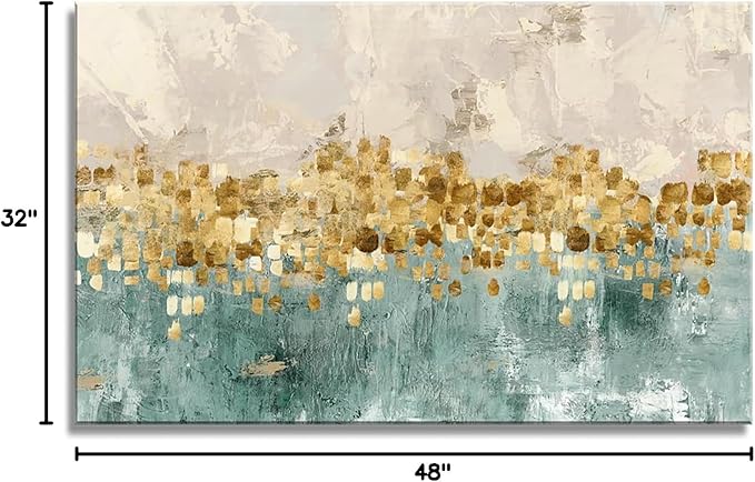 DZL Art A74681 Gold Abstract Painting Modern Decor Wall Art Gold Canvas Gray - Image 8