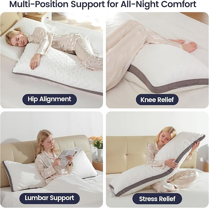 Shredded Memory Foam Full Body Pillow, Long Hugging Bed Pillows - Image 6