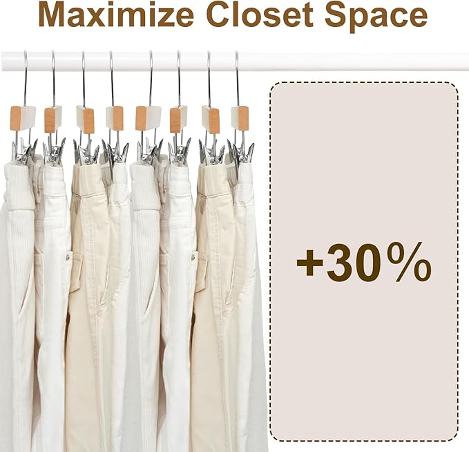 BAGAIL 10 Pack Wooden Pants Hangers - Image 7