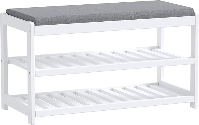 Shoe Bench Entryway, 100% Solid Solid Wood Shoe Rack Bench by Unknown