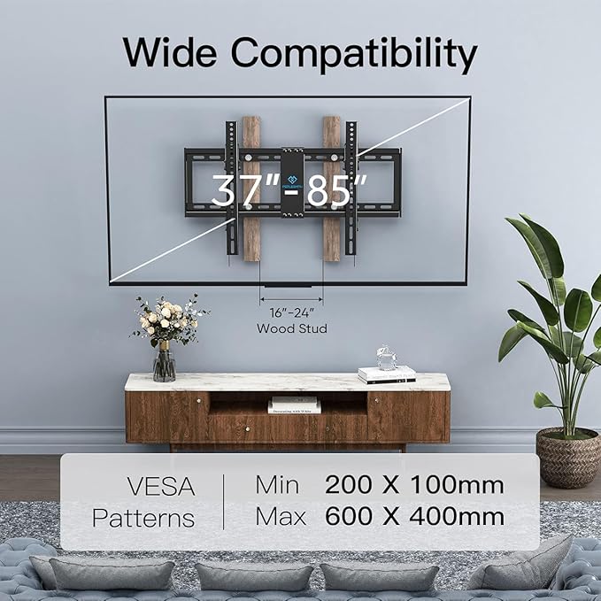 PERLESMITH UL Listed TV Mount for Most 37-85 inch TV, Universal Tilt TV Wall - Image 2