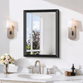 Black Bathroom Mirror 18 x 24 Inch Rectangle Wave Beveled by DESBING
