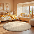 Ophanie Round Rug 4Ft Ivory Circle Area Rugs, Fluffy Fuzzy Small Bedroom Carpet by Ophanie