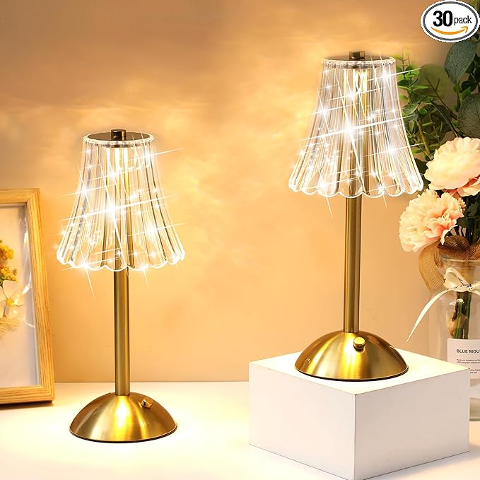 Liliful 30 Pcs Cordless Table Lamp Rechargeable Touch LED Small Gold Portable by Liliful