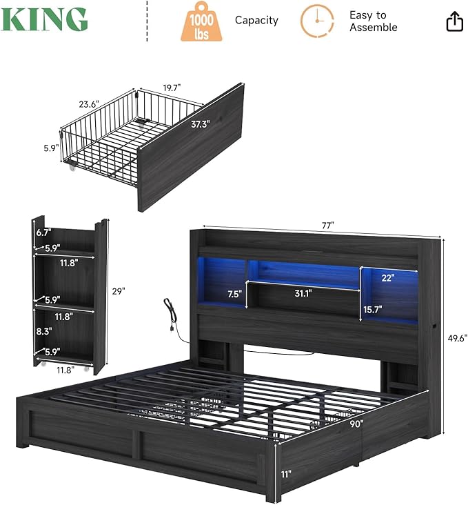 AMERLIFE King Size Bed Frame - Image 2