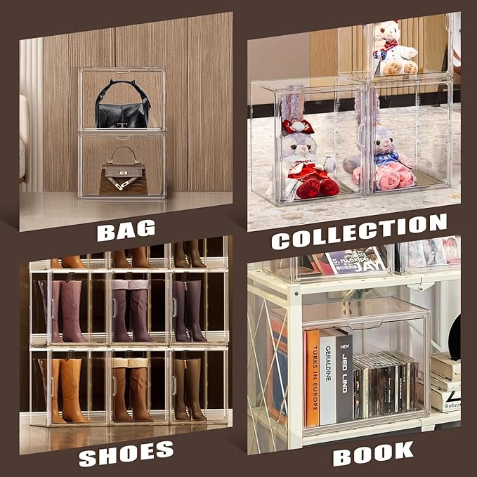 10 Pack Acrylic Shoe Box Size 14, X-Large Purse Handbag Organizer Clear Sneaker - Image 5