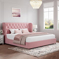 HOMBCK Pink King Size Bed Frame, Upholstered Platform Bed Frame by HOMBCK