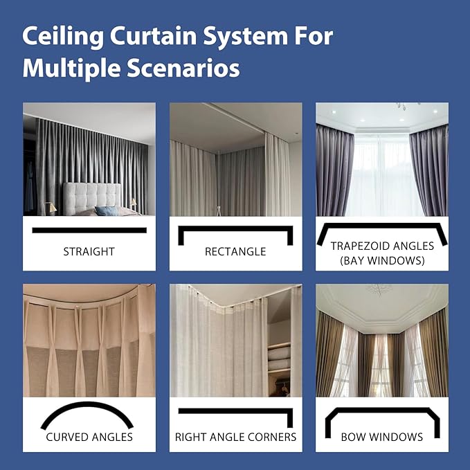 Room Divider Curtains Ceiling Mounted Track Sets Extra Wide Blackout Curtain - Image 6