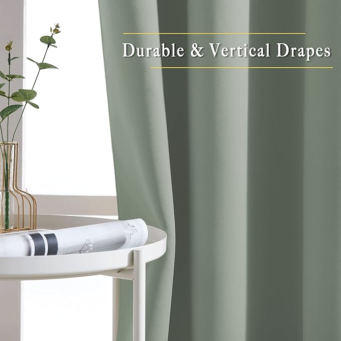 NICETOWN Sage Green Blackout Curtains & Drapes - Image 5