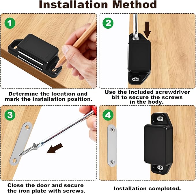 8 Pack Magnetic Push Latch, Heavy Duty Magnetic Touch Latch, - Image 5