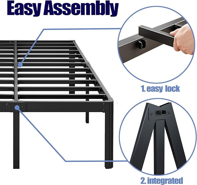 Hunlostten 12" High Heavy Duty California King Bed Frames No Box Spring Needed - Image 4