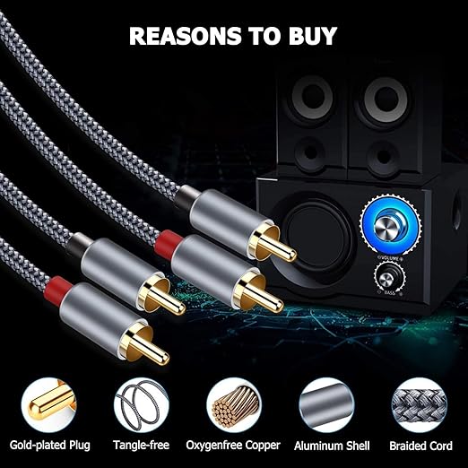 Goalfish RCA Cable, 0.5M/1.6FT RCA to RCA Male to Male Audio Stereo Subwoofer - Image 5