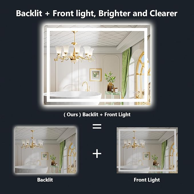 YEELAIT 50x36 Inch LED Bathroom Mirror - Image 2