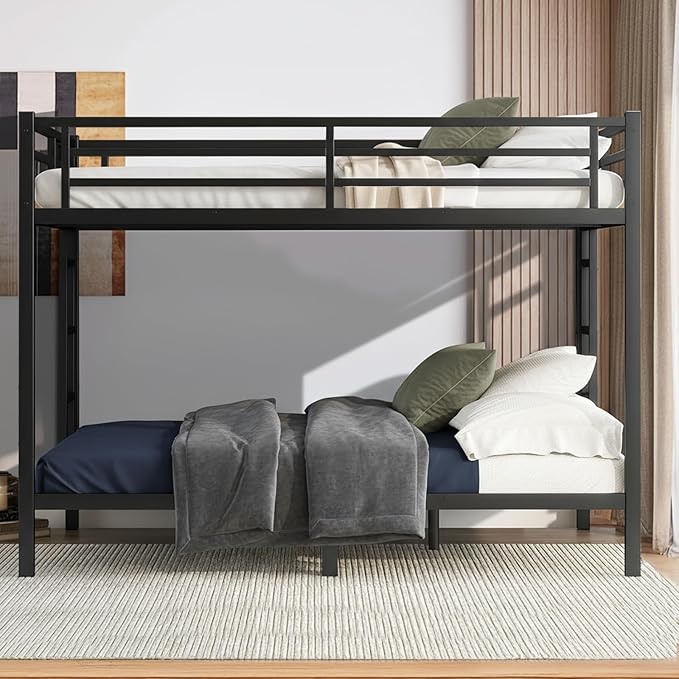 Queen Over Queen Bunk Bed Frame, Heavy Duty Metal Loft Bed - Image 7