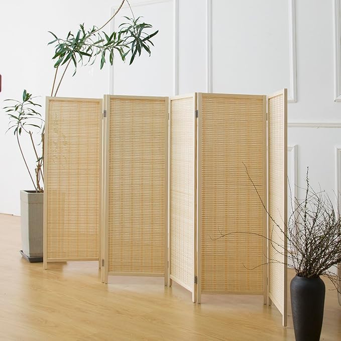 6 Panel Short Room Divider Screen, Small Bamboo Panel Divider - Image 3