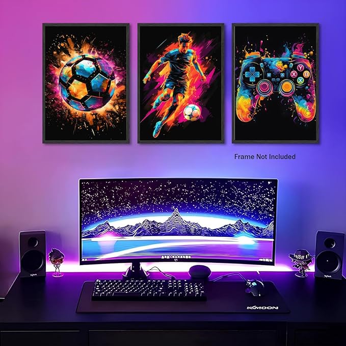 Canvas Wall Art Poster Decor, Paintings Art Game Controller Color Splash Ink - Image 2