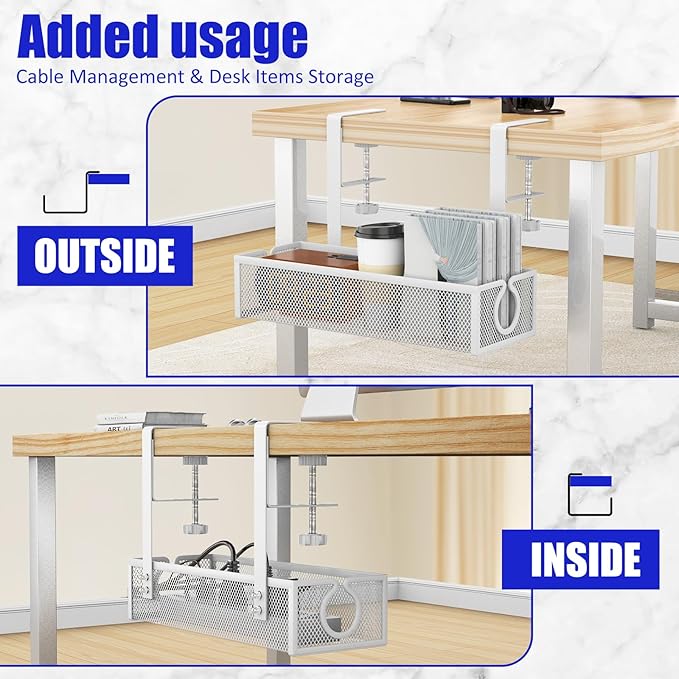 Under Desk Cable Management Tray, Metal Long Arms, No Drill Mesh Wire - Image 5