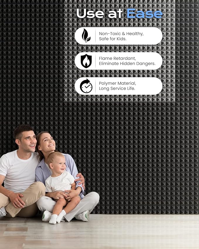 Sonicism Acoustic Panels Self-Adhesive Pyramid 48 Pack|12" X 12" X 2" Sound - Image 7