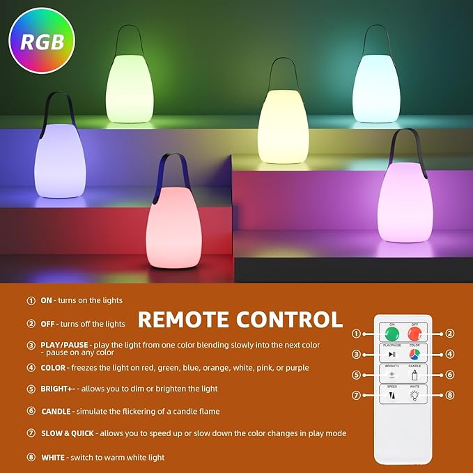 uuffoo 2 Pack Portable Outdoor Table Lamp - Image 2