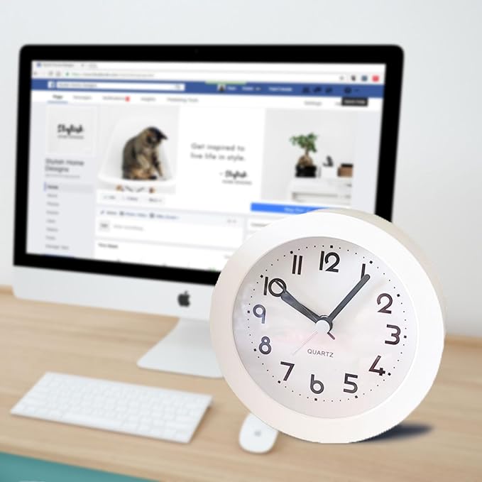 Alarm Clock with Backlight, 4 Inches White Desk Clock - Image 2