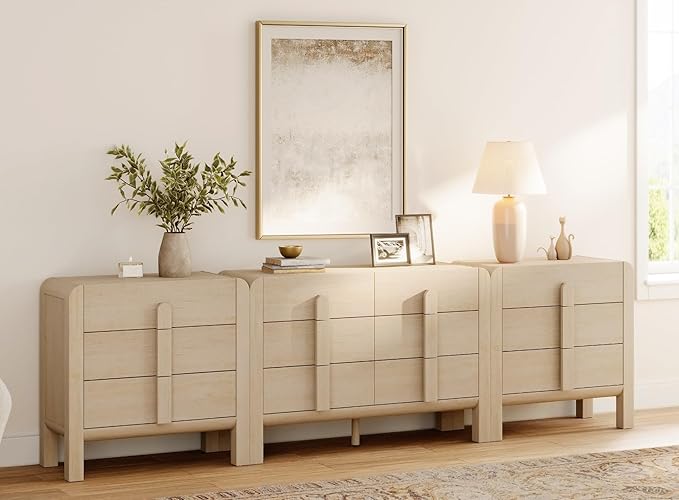 WAMPAT 3 Piece Bedroom Dresser Set, 110.2" Wide Mid Century Modern Chest of by WAMPAT