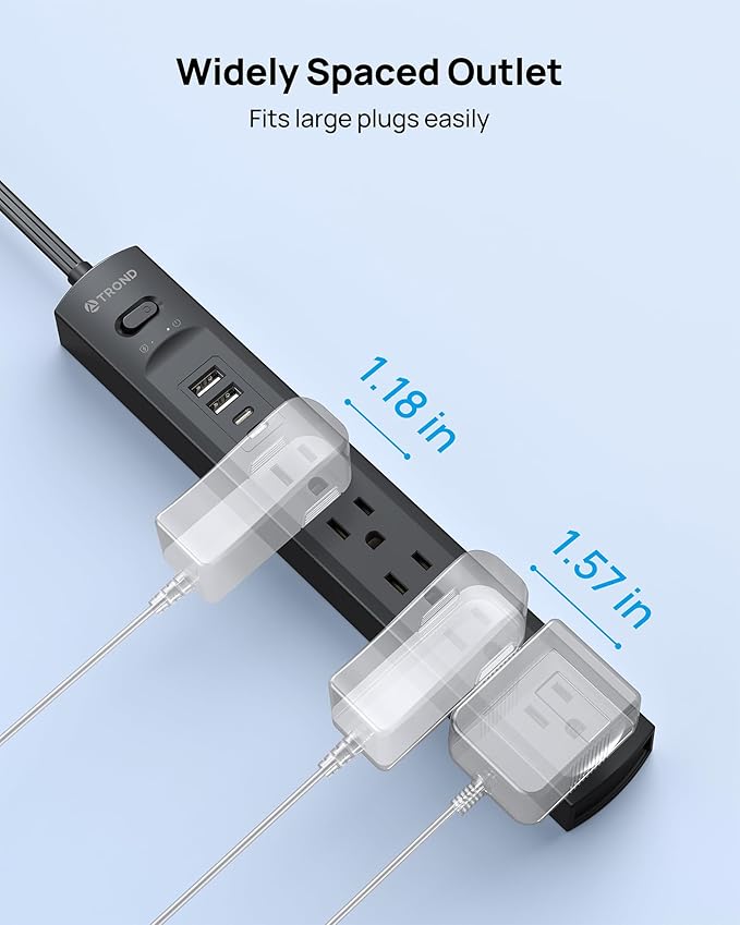 TROND 360° Rotating Plug Surge Protector Power Strip, 2 USB C and 2 USB A - Image 7