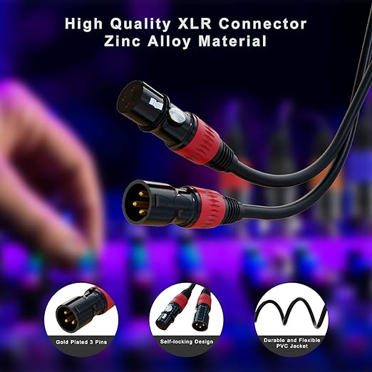 AuxLink XLR Cables, XLR Microphone Cable 6 ft 4 Pack - Image 3