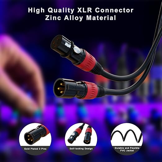 AuxLink XLR Cables, XLR Microphone Cable 10 ft 6 Pack - Image 2