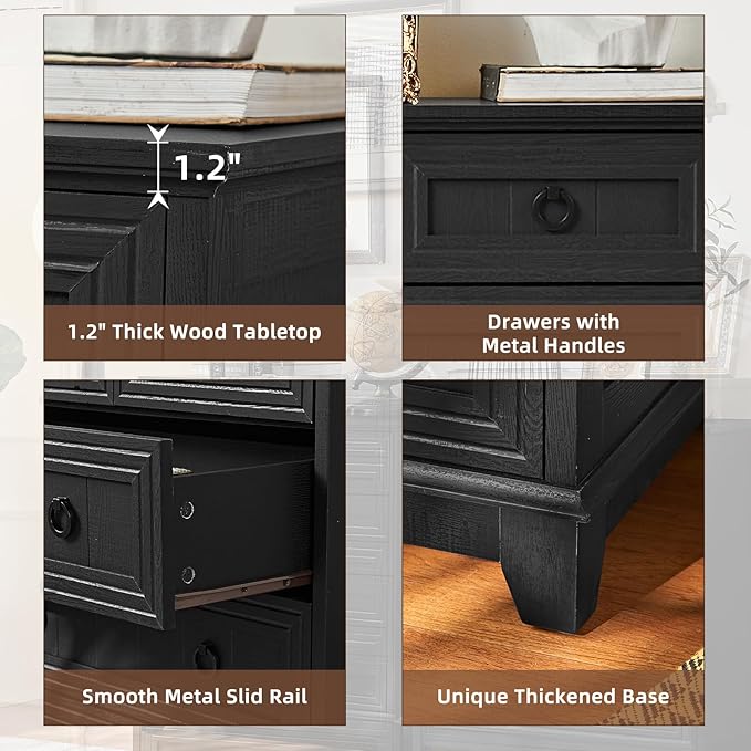 Farmhouse 6 Drawer Dresser for Bedroom, Rustic Wood Dresser - Image 5