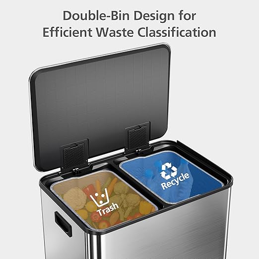 GarveeHome 60 L/16 gal Kitchen Trash Can, 2×8 gal Pedal Trash Bin - Image 3