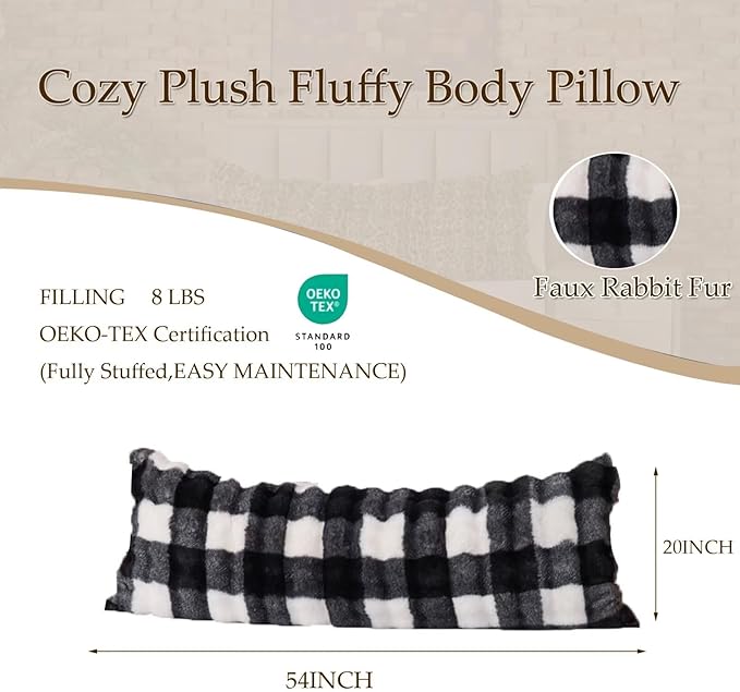 Luxury Shaggy Faux Fur Body Pillow, Fluffy Bed Pillow - Image 3