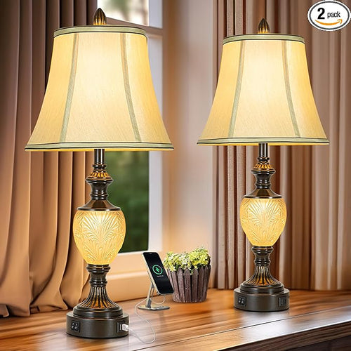 27'' High Vintage Table Lamp Set of 2 by LuxSightCollection