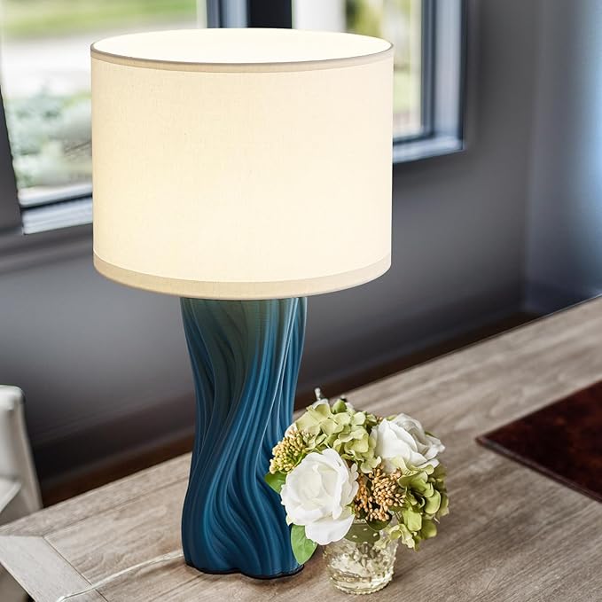 Modern Large Ceramic Plug in Blue Table Lamps - Image 3