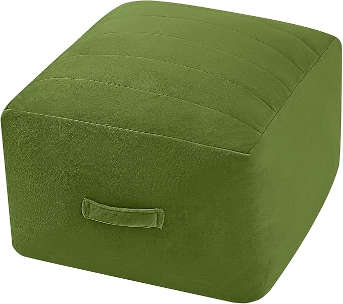 MeMoreCool Square Pouf Ottoman – Stuffed Foam Footrest by MeMoreCool