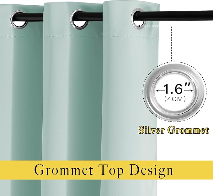 NICETOWN Aqua Blue Blackout Curtains 63 inches Long - Image 2